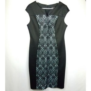 Connected Apparel Black Dress w/ Lace Inlay Detail
